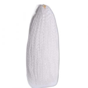 HUFFA Extensions de cheveux synthétiques au crochet de 28 pouces for tresses africaines, boucles afro, cheveux brésiliens bouclés for femmes, 120 g(Blanc) (MAOXINBAIHUO, neuf)