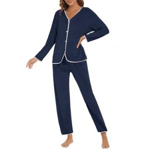HANERDUN Pyjama Femme Hiver Polaire Ensemble Pyjama Chaud et Doux Pyjama Femme Sexy Chic Vêtements de Nuit Velours Haut de Pyjama à Boutons Pantalon Pyjama (AYOZI, neuf)