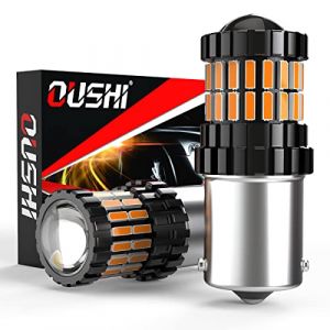 OUSHI 1156 P21W BA15S LED Ampoule Voiture, Jaune Ambré 300% Luminosité 2600LM, 7506 1141 Ampoule LED Avec Projecteur Pour Recul Clignotants De Frein Arrière De Secours (Pack de 2) (Qlight, neuf)