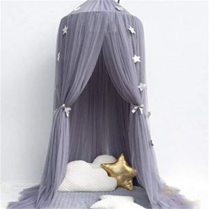 Surwin Ciel de Lit pour Bébé Enfants, Princesse Moustiquaire Rideau Baldaquin Dôme Princesse Tente de Lit, Princesse Décoration Chambre à Coucher Dressing Lecture Maison de Jeux (Violet gris) (Yiwin, neuf)