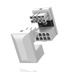 EZDIY-FAB GPU VGA PCIe 8 Broches U Turn 180 degrés connecteur d'angle Carte Adaptateur d'alimentation pour Carte Graphique de Bureau-Type Standard 2-Pack Blanc (EZDIY-FAB EU, neuf)
