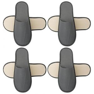 4 Paires Chausson Hotel Jetable, Pantoufles d'H&ocirc;tel Jetables &agrave; Bout Ferm&eacute;, Pantoufle Maison Femmes et Homme, Confortables Doux Antid&eacute;rapants pour H&ocirc;tels et Spa, Maison, Voyage (Gris) (guangzhouziqing, neuf)