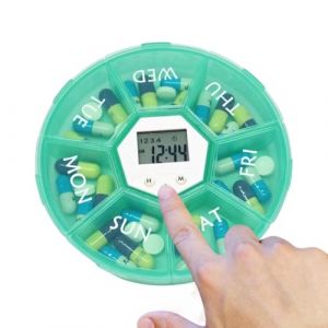 Derwrtup Pilulier &eacute;lectronique &agrave; sept compartiments avec minuteur - Rappel quotidien des m&eacute;dicaments avec compartiments matin, midi, soir, pour la maison, le travail, les d&eacute;placements (auzbelk, neuf)