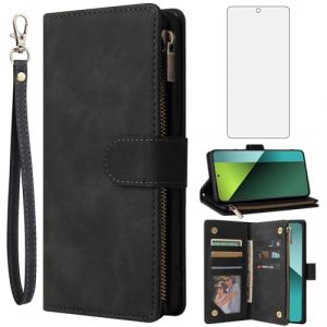 Asuwish Coque pour Xiaomi Redmi Note 13 Pro 5G/Poco X6 Portefeuille avec Verre Tremp&eacute; et Porte Carte Chaine PU Cuir &agrave; Clapet &Eacute;tui Housse Support 13Pro Pro5G 6X Etui T&eacute;l&eacute;phone Case Femme Homme Noir (Asuwish Official Store, neuf)