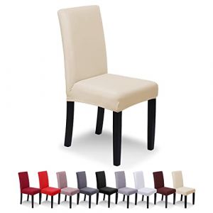 SaintderG® Housse de Chaise 4 pièces, Housse de Salle à Manger Universel, Lycra étirable, très Facile à Nettoyer et Durable, Bouquet, Hôtel, Décor de Restaurant(Jaune Clair, 4 pièces). (SaintderG, neuf)