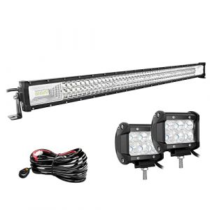 Willpower 107cm 42'' 540W Barre LED + 2pcs 10cm 18W Phare de Travail LED + Faisceau de Câblage Rampe LED Bar a LED 12V 24V Étanche Projecteur LED Feux LED pour 4x4 Voiture Camion Tracteur Quad Bateau (YZ-EU, neuf)