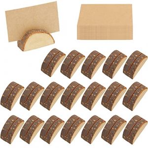 Belle Vous Marque Place Bois en Demi-Cercle (Lot de 20) - Socle en Bois Rustique et 30 Cartes - Pour Numéro de Table, Nom, Signalisation d’Anniversaire/Mariage, Décoration de Fête, Photos et Mémo (Tinyyo Europe, neuf)