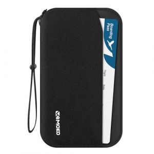 MoKo Porte-Passeport Familial, Portefeuille de Passeport RFID avec Plusieurs Compartiments, Sac de Passeport pour Hommes et Femmes, Porte-Organisateur de Voyage pour Cartes d'Identité Billets, Noir (KnoWhite, neuf)