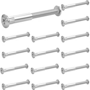 30 Pi&egrave;ces Vis Assemblage Meuble M6 Acier Nickel&eacute; (15 x Vis d'Assemblage, 15 x Vis pour Meuble) &Eacute;paisseur du Bois 65-76mm Vis de Raccordement Connecteur pour Bois Meubles Armoires Placards (business_kc, neuf)