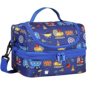 Kasgo Sac Isotherme Repas Enfant, 2 Compartiments Sac D&eacute;jeuner Thermique Gar&ccedil;on Fille 5,7L Mignon Petit Lunch Bag avec Bandouli&egrave;re R&eacute;glable pour &Eacute;cole Pique-nique Camion Bleu (KASGOSHOP, neuf)