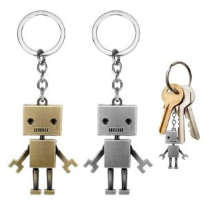 DOKRIN Porte-cl&eacute;s homme，Porte-cl&eacute;s robot en 2 pi&egrave;ces, pendentif robot en m&eacute;tal personnalis&eacute;, id&eacute;al pour d&eacute;corer sacs &agrave; dos et cl&eacute;s de voiture (couleur : argent et cuivre) (IOANA BEST CLOTHES, neuf)