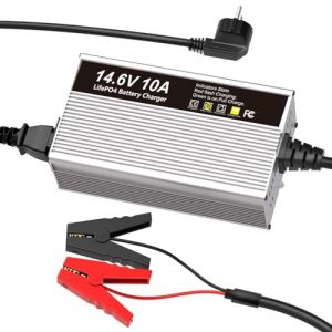 Chargeur 14.6V 10A LiFePO4 pour Chargeur de Batterie au Lithium Fer Phosphate 12V (12.8V), Charge Rapide, prot&egrave;ge la Batterie (XYue-EU, neuf)