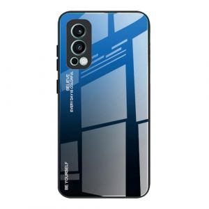 Dedux Coque pour OnePlus Nord 2 5G, Etui D&eacute;grad&eacute; de Couleur Verre Tremp&eacute; Back Coque + Souple Silicone TPU Case Cover Protection Antichoc Housse (Bleu/Noir) (Dedux, neuf)