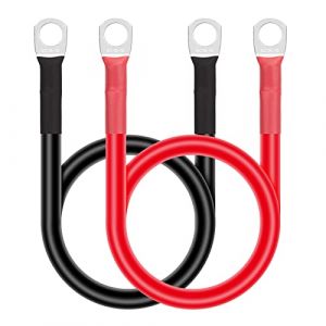 GUNGY 2 Pi&egrave;ces C&acirc;ble de Batterie 16mm&sup2; 50cm C&acirc;ble Onduleur de Batterie 5AWG 12V Cable Batterie Voiture avec M10 Cosses &agrave; &oelig;illets pour Camion Auto Moto Marine Solaire Rouge et Noir (Aprilbee, neuf)