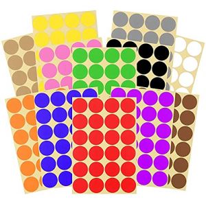 Gomette Ronde,16 Feuilles 32mm Autocollants à Pois Couleur Gommettes 360 Etiquettes de Points de CercleF Autocollants de Codage pour Calendriers Scolaires Bureau Carte Artisanat Art (Ziranee, neuf)