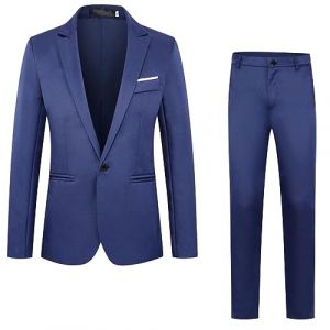 Costume 2 pi&egrave;ces pour homme - Coupe ajust&eacute;e - Style d&eacute;contract&eacute; - Veste &agrave; boutons - Blazer et pantalon - &Eacute;l&eacute;gant smoking - Costume d'affaires et de mariage (Wtinfer ⭐⭐⭐⭐⭐ 5, neuf)