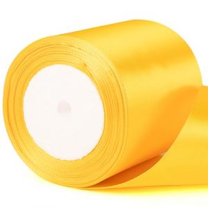 Ruban de satin jaune épais de 10 cm de large, pour emballage cadeau, artisanat, mariage, voiture, nœud, décoration d'Halloween et emballage cadeau (GAOSHUONUO STORE, neuf)