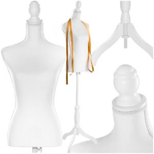 tectake® Mannequin Couture Femme Buste Mannequin Femme Réglable en Hauteur 133 cm à 168 cm, Formes vestimentaires de Couture, Mode, Mercerie, Décoration Vitrine Chambre - Blanc (Made4Home SAS, neuf)