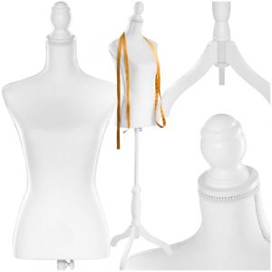 TecTake Buste de Femme Mannequin de Couture | Réglable en Hauteur : 133 – 168 cm (Blanc | no. 402566) (Made4Home SAS, neuf)