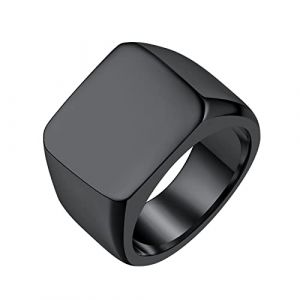 FindChic Bague Chevaliere Garcon Large Gros 69 Bague Noir Homme Acier Inoxydable (FindChic Jewellery, neuf)
