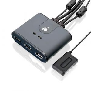 IOGEAR HDMI KVM Switch 1080@60Hz Full HD Commutateur KVM pour souris, clavier, imprimante avec câbles USB/HDMI et télécommande, Plug n Play, compatible avec Win11/10, Mac (IOGEAR, neuf)