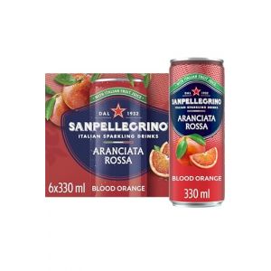 San Pellegrino Boissons pétillantes italiennes en conserve à l'orange sanguine, 6 x 330 ml, 69 kCals par canette (J&S France, neuf)