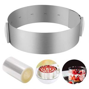 ZITFRI Cercle a Patisserie Reglable Cercle Gateau Extensible Ø 16-30cm Cercle Entremet Rond INOX Moule Fraisier Mousse Dessert avec Collier à Gâteau (LuneKuck, neuf)