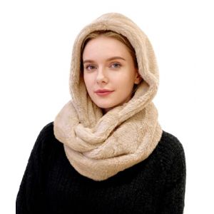 Lina & Lily &Eacute;charpe Tube &agrave; Capuche en Fausse Fourrure pour Femme Hiver (Beige) (Eisen-scarf, neuf)