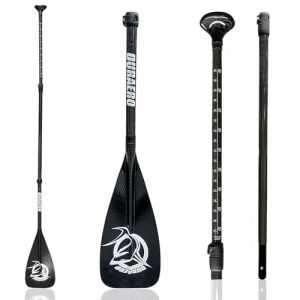 SUP Pagaie réglable en 3 pièces en carbone pour stand up paddle, kayak, surf et bateaux pneumatiques, démontable, 165 à 205 cm (DENA, neuf)