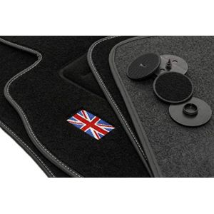 Ensemble de tapis de sol en velours avec drapeau pour Mini Clubman II F54 (&agrave; partir de 2015) - 4 pi&egrave;ces - Ajustement parfait (Motohobby, neuf)
