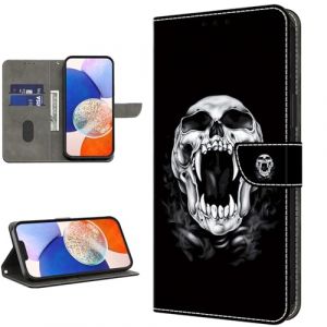 TUOLISG Étui de protection pour Samsung Galaxy A22 5G (pas pour A22 4G) - En cuir synthétique - Avec compartiments pour cartes et fonction support - Motif tête de mort (TUOLISG, neuf)