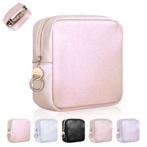 Pochette Maquillage pour Femmes Trousse de Maquillage Rangement &agrave; Cosm&eacute;tique Mini Trousse de Toilette Filles en Cuir PU pour Voyage Accessoires Cadeau Anniversaire Femme Fille Amie(Aurore Rose) (playexen, neuf)