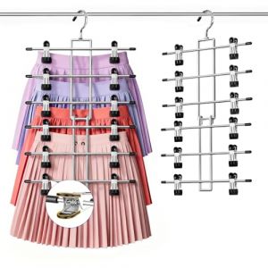 DAMITA Cintre Pantalon & Jupe &agrave; Pinces Gain de Place 6 Niveaux, Cintre Pince Pivotant 360&deg;, Conception sans Danger pour Les Doigts &ndash; Rangement Dressing, Appartement, Dortoir 1-Pack (PINGPAK EU, neuf)