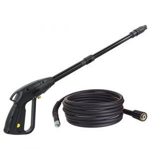 TECHKAR Pistolet Nettoyeur Haute Pression M22x1,5 Broche 14 mm avec Tuyau Haute Pression - Accessoires Nettoyeur Haute Pression - Buse R&eacute;glable - Longeur du Tuyau 10 m (Airtools24, neuf)