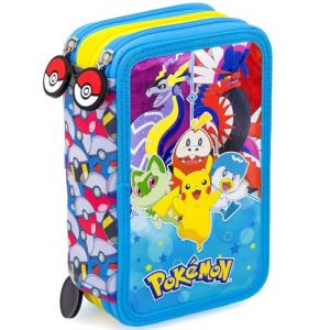 Trousse Scolaire Complète 45 Pièces pour Pokemon Fan – Kit Créatif Triple Compartiment avec Stylos Gel Effaçables, Crayons 4.0 mm, Feutres – Idée Cadeau garçon (clondo, neuf)