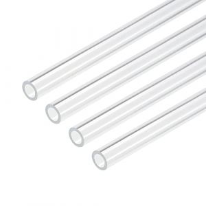 sourcing map Acrylique Tuyau Transparent Rigide Rond Tube 9mm ID 12mm OD 10" pour Lampes et Lanternes, Eau refroidisement Système 4pcs (Weisser Berg, neuf)