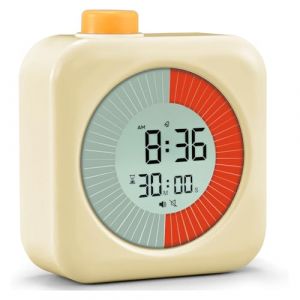 EooCoo Minuteur Visuel Timer Enfant 60 Min avec Rétroéclairage, Time Timer avec Compte à Rebours, Chrono, Horloge & Réveil avec Alarme Sonore/Silencieuse, pour Enfants et Adultes, pour École, Bureau (EooCoo FR, neuf)