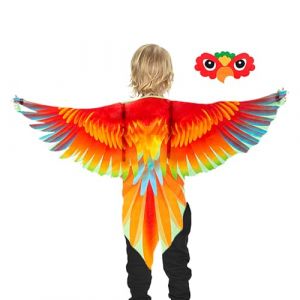 Ailes d'aigle | Costume d'oiseau pour enfants | Tenue d'ailes d'aigle pour gar&ccedil;ons et filles | Costume de f&ecirc;te avec motif de plumes r&eacute;alistes pour jeu de r&ocirc;le d'enfants, Halloween, f&ecirc;te d'anniversaire (idealswon, neuf)