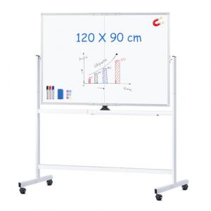 maxtek Tableau Blanc Mobile 120 x 90 cm, Grand Tableau Blanc Magnétique avec Supports, Double Face Effaçable à Sec, Cadre en Aluminium pour l'école à Domicile, le Bureau à Domicile, le Bureau (maxtek-FR, neuf)
