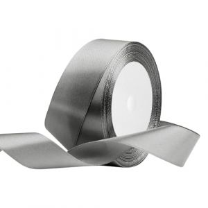 Ruban Satin 25mm Gris, 22m Polyester Ruban Satin pour Ballons, Bouquet, Noeud No&euml;l, F&ecirc;te, D&eacute;coration de Mariage, Anniversaire Valentin, Artisanat (Qiyu0118E, neuf)