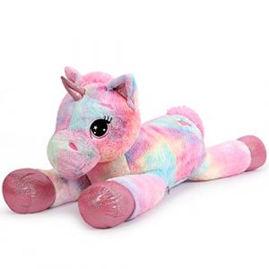 Sausudols Peluche Licorne G&eacute;ante 110cm Peluche Douce pour Filles Coussinet Moelleux pour Anniversaire No&euml;l et Saint-Valentin Rose Tie-Dye (GICTMAL, neuf)