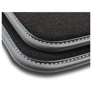 MOTOS tapis voiture en velours premium destiné à Audi A5 F5 2016-2024 Sportback, convient aussi à S5 F5 et RS5 F5 - Premium, Cuir, Blanc - Découvrez un nouveau confort de conduite avec un jeu de tapis (MOTOS EU, neuf)