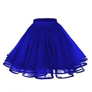 KBOPLEMQ Jupe pour femmes ann&eacute;es 50 r&eacute;tro avec jupon, sous-jupe vintage &agrave; crinoline A-line, demi-culotte pour jupe Tutu Rockabilly, robe Rockabilly, robe festive, Bleu D., Taille unique (VISNA, neuf)