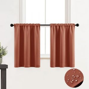 XTMYI Petits rideaux de cuisine occidentaux rustiques pour fenêtre de salle de bain, 75 cm de long, orange rouille (Dalian_Yifeng, neuf)