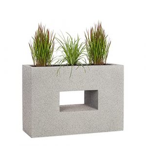Pflanzwerk® Pot de Fleur Fibre de Verre Vista Jardinière Granit Gris 52x75x27cm XXL *Résistant au Gel* *Protection UV* *Qualité européenne* (Pflanzwerk Deutschland GmbH, neuf)