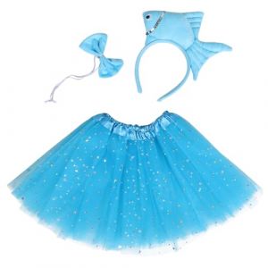 minkissy Costume Enfant DéGuisement Poisson Marin Avec Jupe ÉToile Bleue Et Bandeau Doux, IdéAl Pour FêTes Et Halloween (Master Self, neuf)