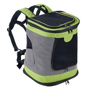BabycarePro Perrory Sac &agrave; Dos de Transport Voyage Randonn&eacute;e Porte Petit Chien Chat Chiot Chaton Sacs Dos &agrave; Transporter Porter Animaux avec Coussin Souple 43&times;32,5&times;30CM Vert + Gris Fonc&eacute; (ZHENGRUI, neuf)