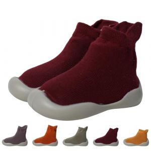 Chausson Chaussettes Antidérapantes Bébé Enfant, Tricoté Chausson Bébé avec Semelle Souple, Chaussures Premiers Pas Bébé Garçon Fille, Dessin Animé Chaussettes Pantoufle 2-3 Ans Fruits Rouge (MGPZT, neuf)