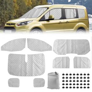 Pare-Soleil de Pare-Brise de Voiture Compatible avec Ford Tourneo Connect (SWB) 2013-2022, 8 Pièces Cabine de Conducteur à Tapis Thermique à Technologie, Couverture de Pare-Soleil de Voiture Interne (splendis, neuf)