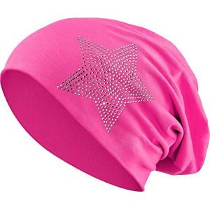 Balinco Jersey Coton &eacute;lastique Long Slouch Beanie Unisexe Hommes Femmes avec Strass Pierres &eacute;toile Casquette Heather en 35 Couleurs diff&eacute;rentes (2) (Rose) (Balinco, neuf)